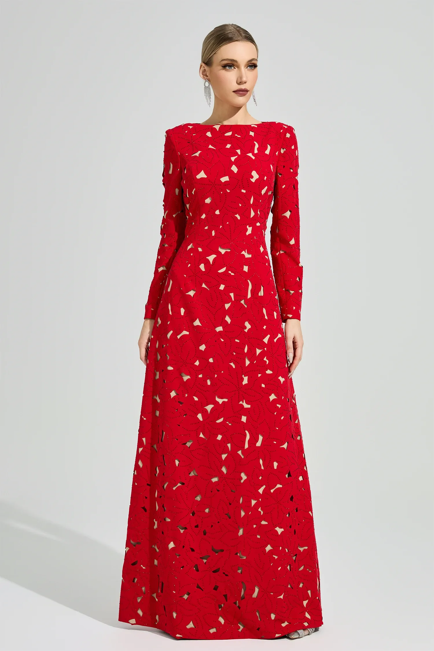 Clyvane Red Floral Maxi Dress