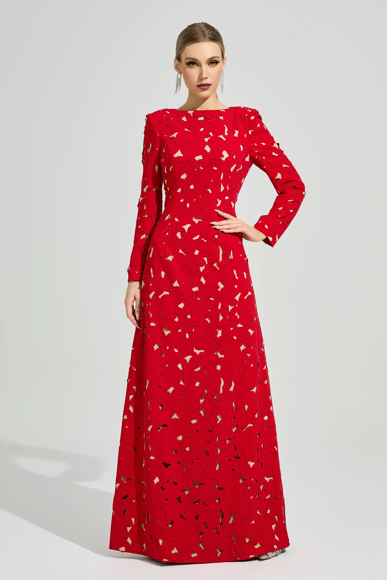 Clyvane Red Floral Maxi Dress