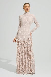 Senvora Pink Ruffle Maxi Dress