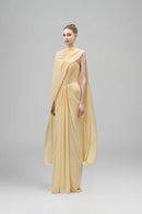 Eudocia Scarf Strapless Ruched Maxi Dress In Yellow