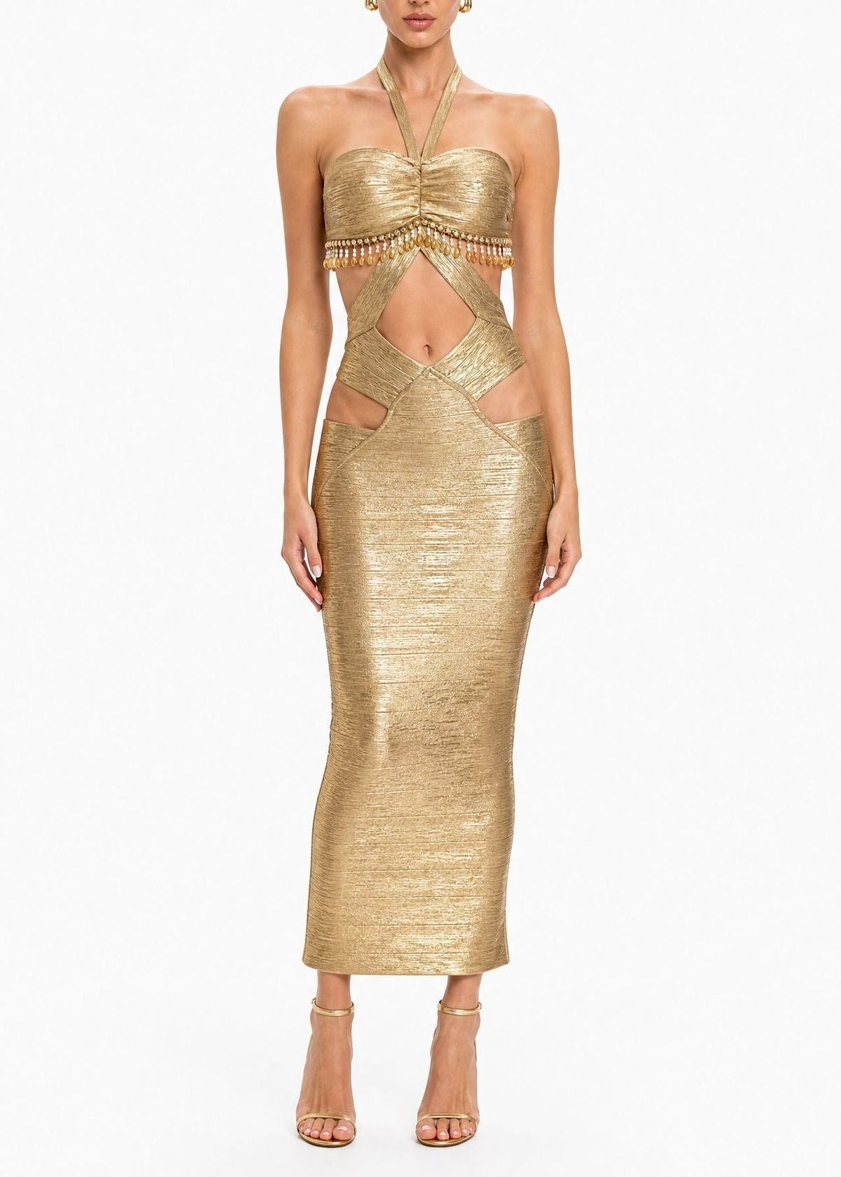 Lunexa Halterneck Cutout Bandage Maxi Dress