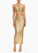 Lunexa Halterneck Cutout Bandage Maxi Dress
