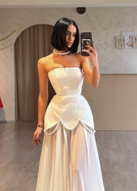 Jorveth Strapless Rhinestone Skirt Set
