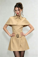 Drelian Khaki Cape Mini Dress