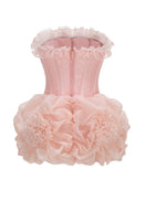 Zirekon Strapless Floral Structured Mini Dress