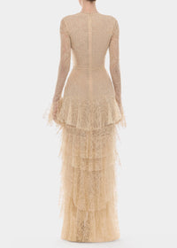 Florissa V Neck Lace Tiered Maxi Dress