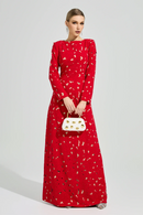 Clyvane Red Floral Maxi Dress