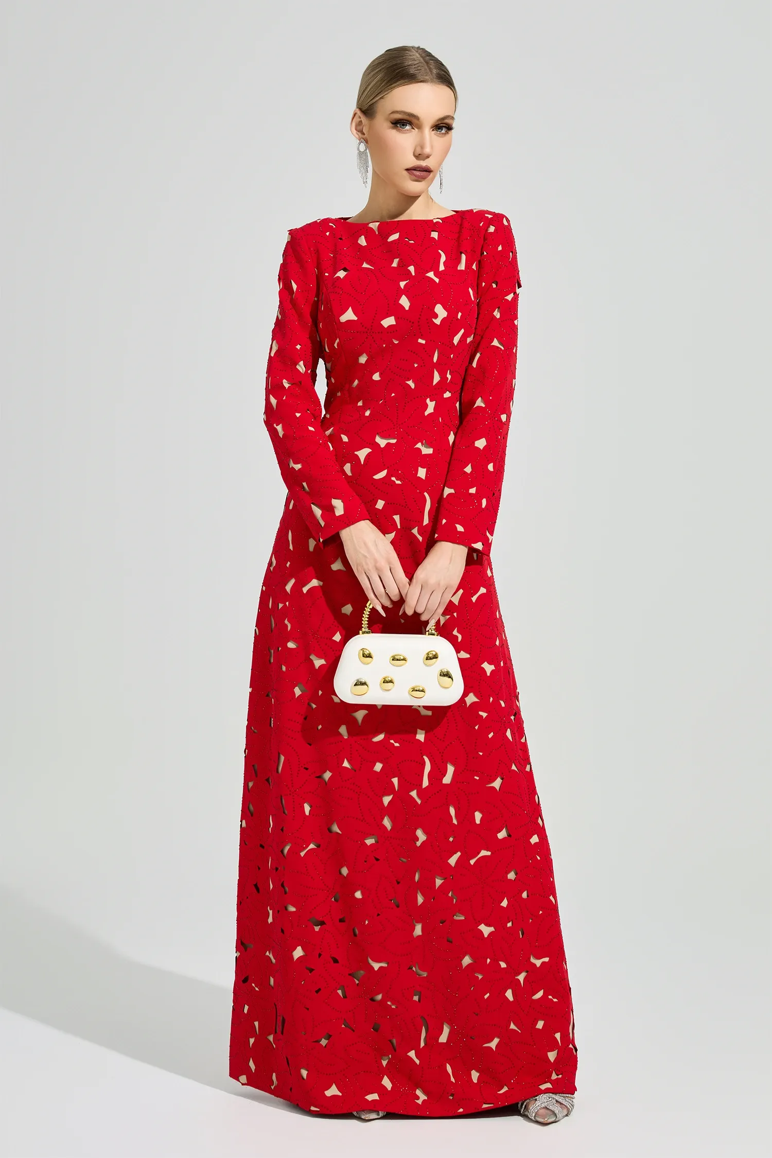 Clyvane Red Floral Maxi Dress