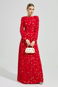 Clyvane Red Floral Maxi Dress