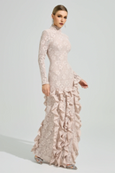 Senvora Pink Ruffle Maxi Dress