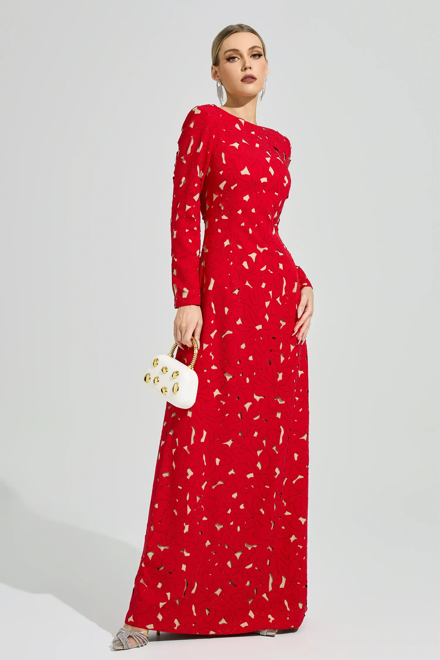 Clyvane Red Floral Maxi Dress