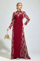 Oskeran Red Embroidered Formal Dress