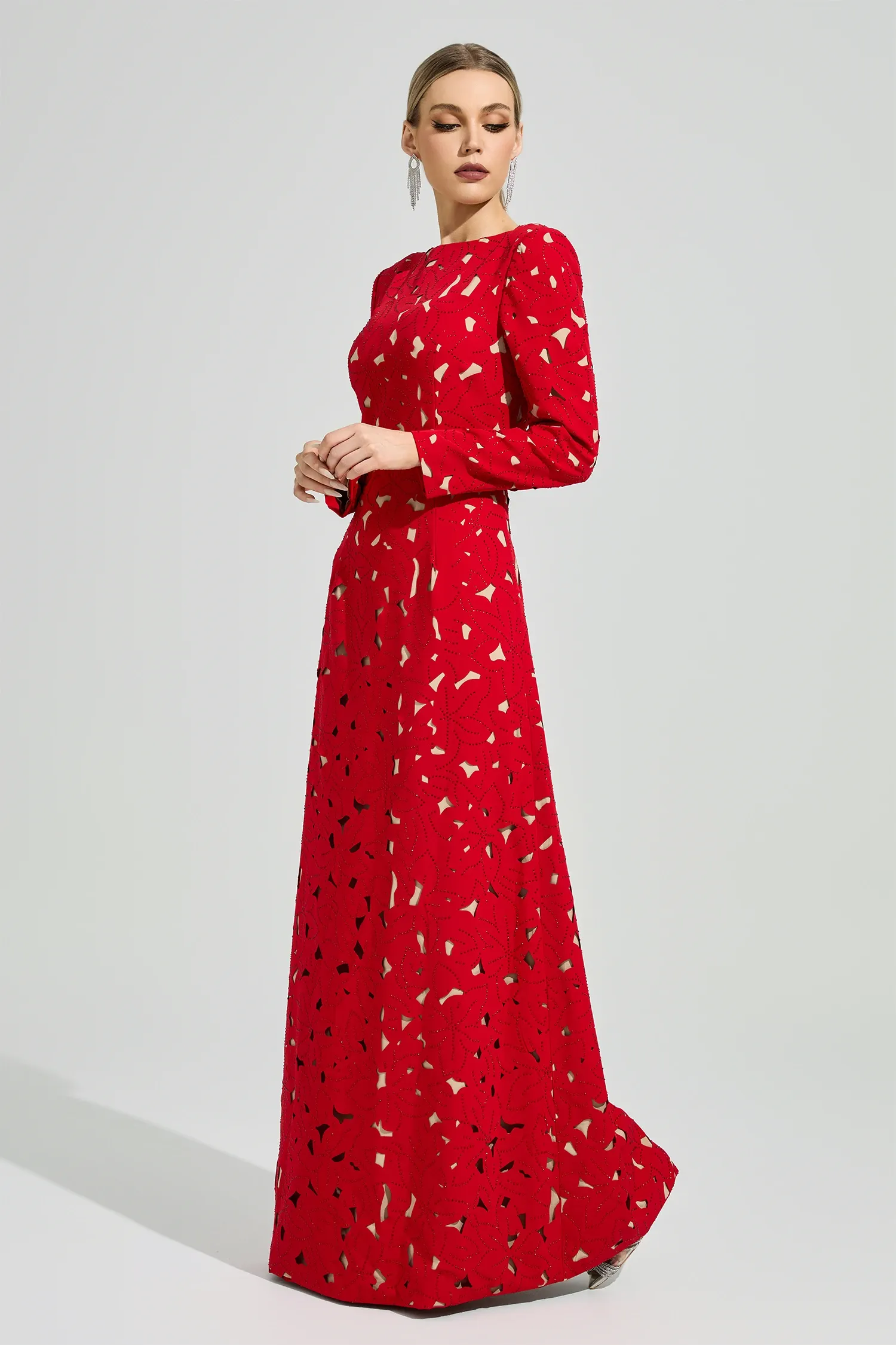 Clyvane Red Floral Maxi Dress