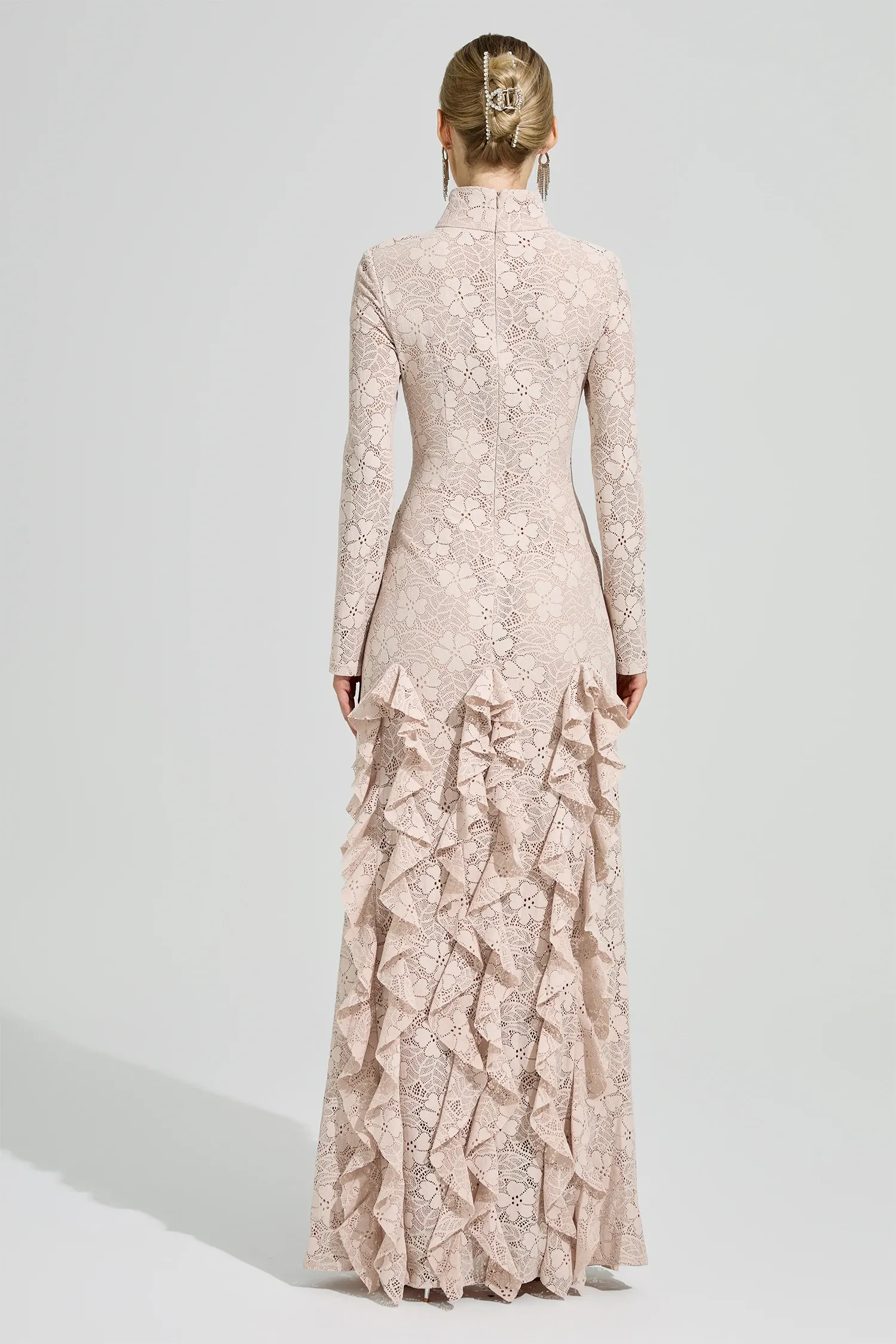 Senvora Pink Ruffle Maxi Dress