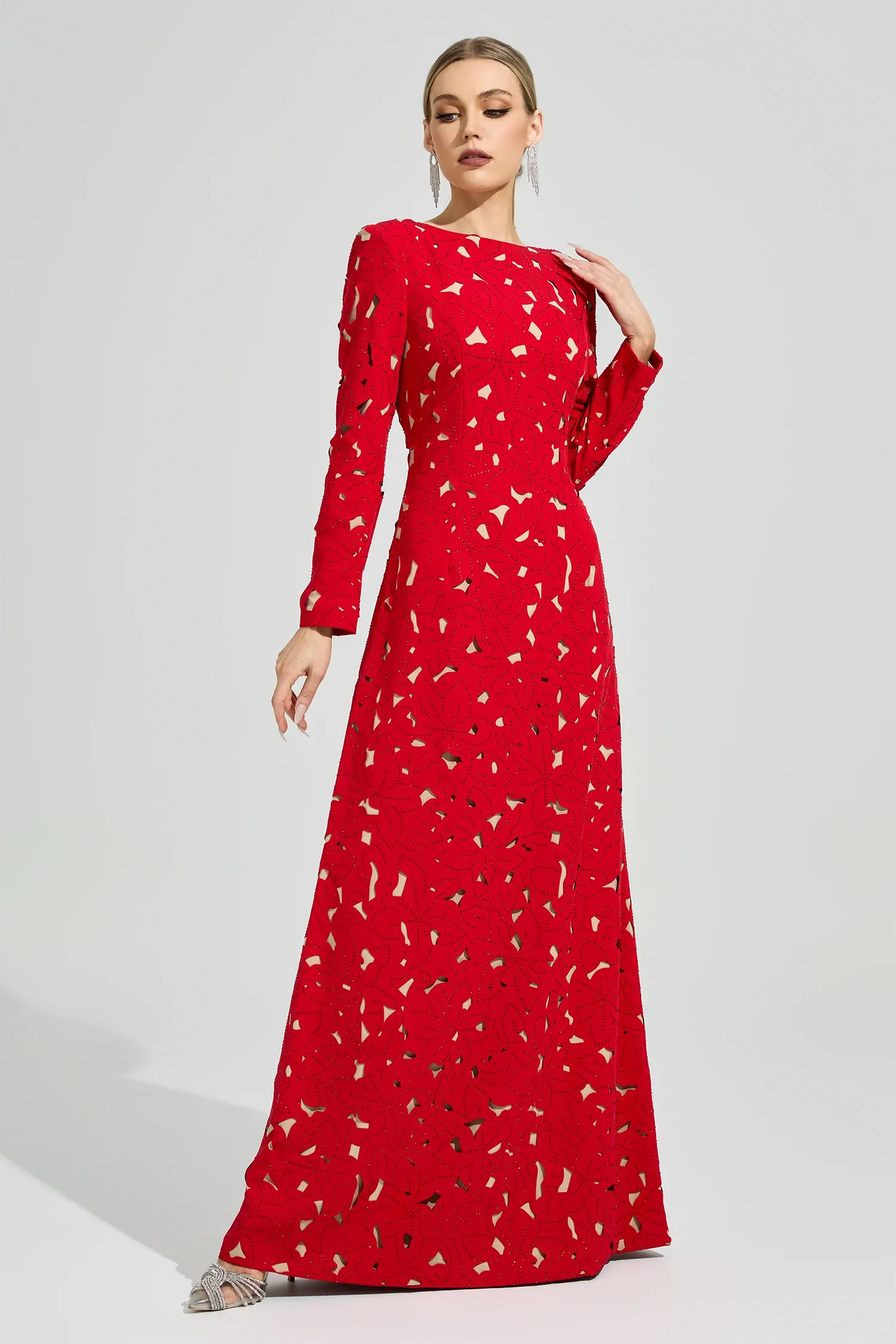 Clyvane Red Floral Maxi Dress