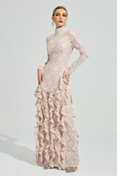 Senvora Pink Ruffle Maxi Dress
