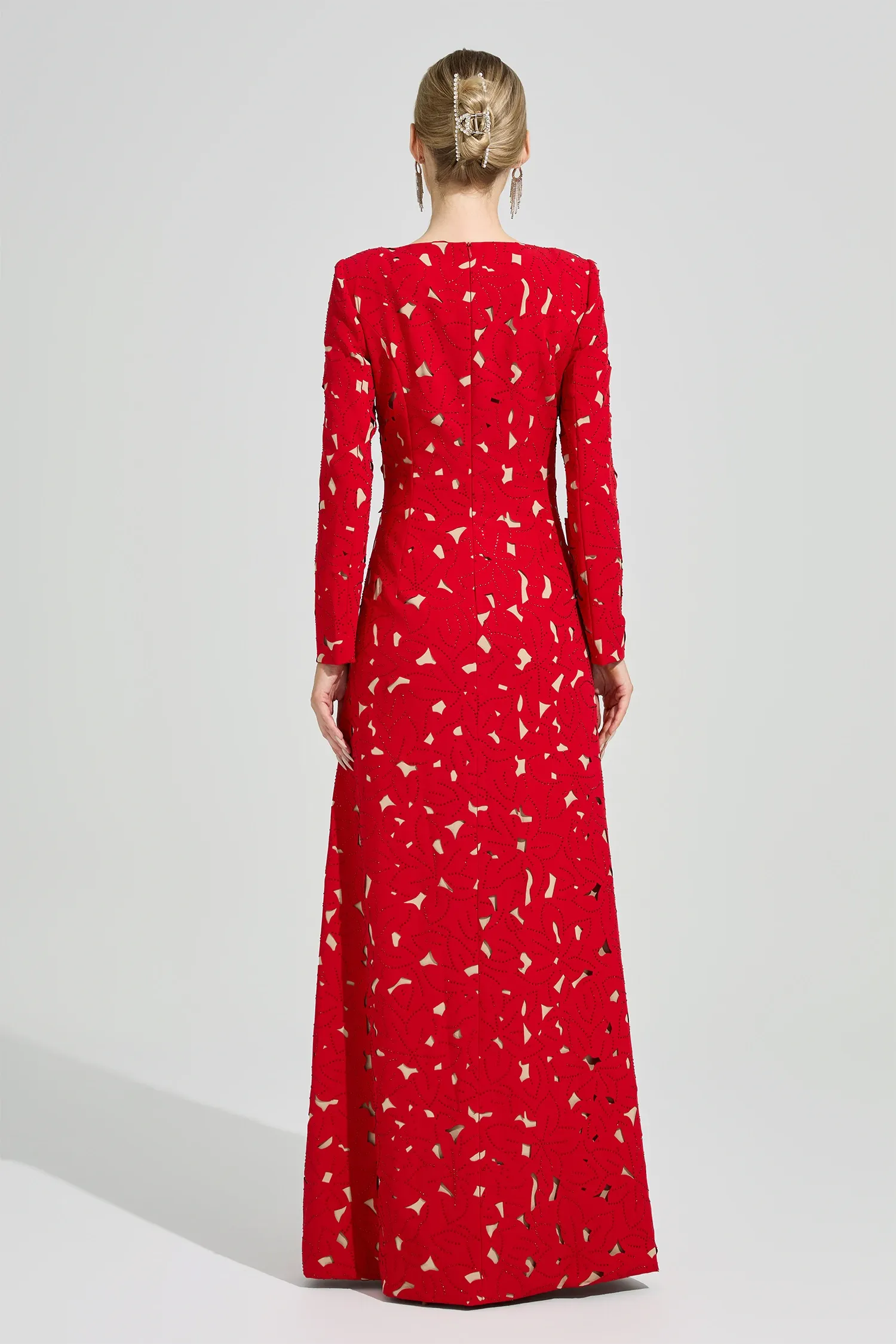 Clyvane Red Floral Maxi Dress