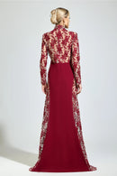Oskeran Red Embroidered Formal Dress
