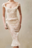Celous Lace Midi Dress Two-Piece Set