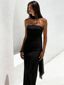 Alvilde Strapless Scarf Maxi Dress In Black