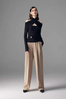 Solene Black Ruched Stretch-Jersey Top