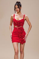 Ronelyn Floral Ruffle Mini Dress In Red