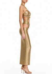 Lunexa Halterneck Cutout Bandage Maxi Dress