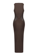 Evgeniya Structured Mesh Insert Maxi Dress