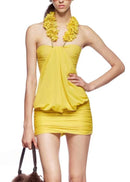 Hyquorin Halter Neck Ruch Mini Dress