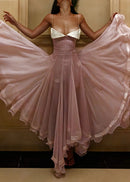 Haidi Spaghetti Mesh Ruffle Maxi Dress In Pink