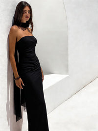 Alvilde Strapless Scarf Maxi Dress In Black