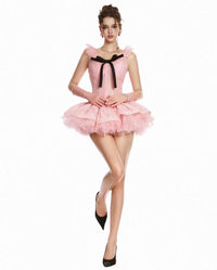 Vestra Mesh Lace Puffy Mini Dress