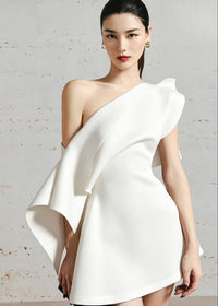 Brione One Shoulder Mini Dress In White