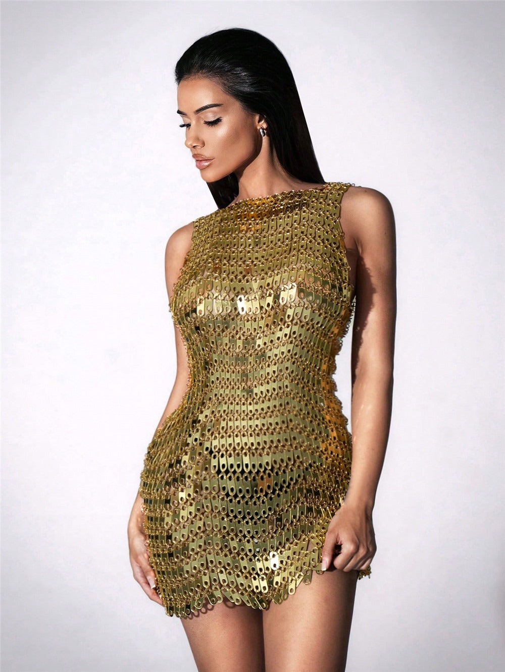 Nadim Sleeveless Chainmail Mini Dress