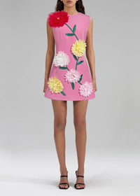 Cesca Floral Applique Sleeveless Mini Dress