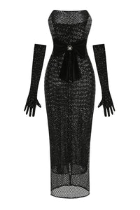 Brinova Black Maxi Dress with Bow Detail