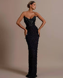 Jarmo Strapless Sequin Embellished Maxi Dress In Black