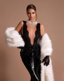 Remige Lace Sequin Maxi Dress In Black