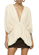 Brinovar Plunge Neck Ruched Top