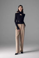 Solene Black Ruched Stretch-Jersey Top