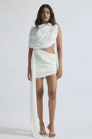 Batyah Draped Two-Piece Set In White