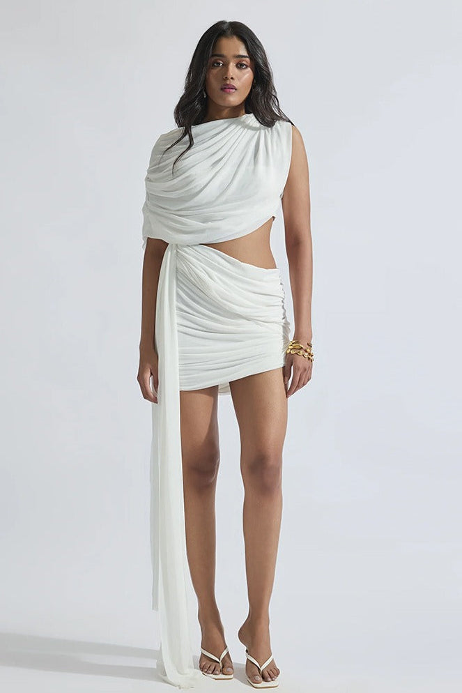 Batyah Draped Two-Piece Set In White