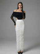 Bradwin Long Sleeve Draped Bardot Maxi Dress