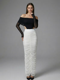 Bradwin Long Sleeve Draped Bardot Maxi Dress