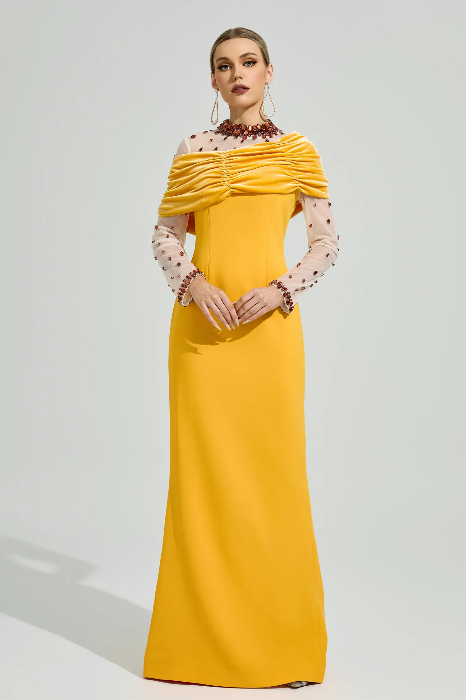 Blysera Yellow Diamond Maxi Dress