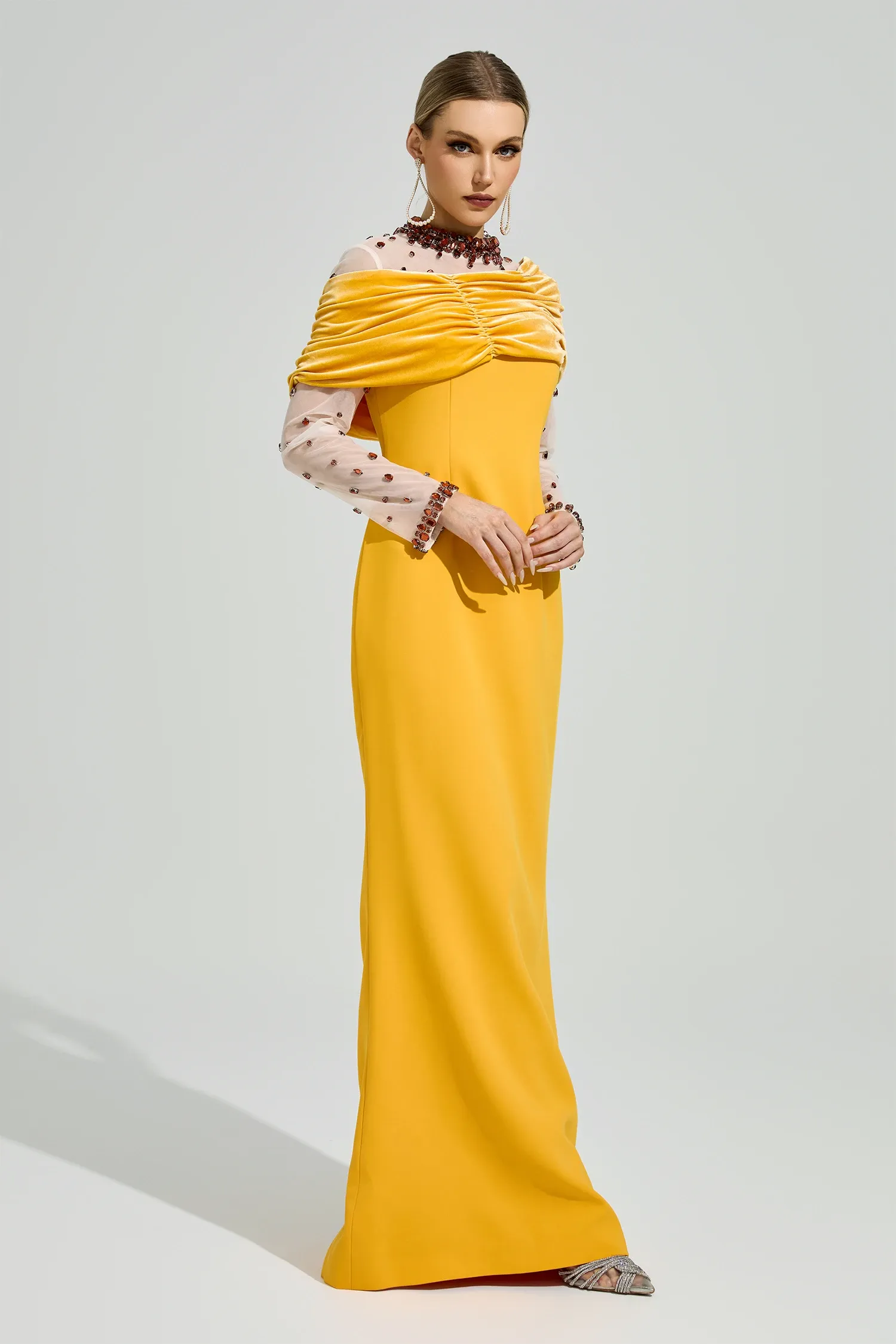 Blysera Yellow Diamond Maxi Dress