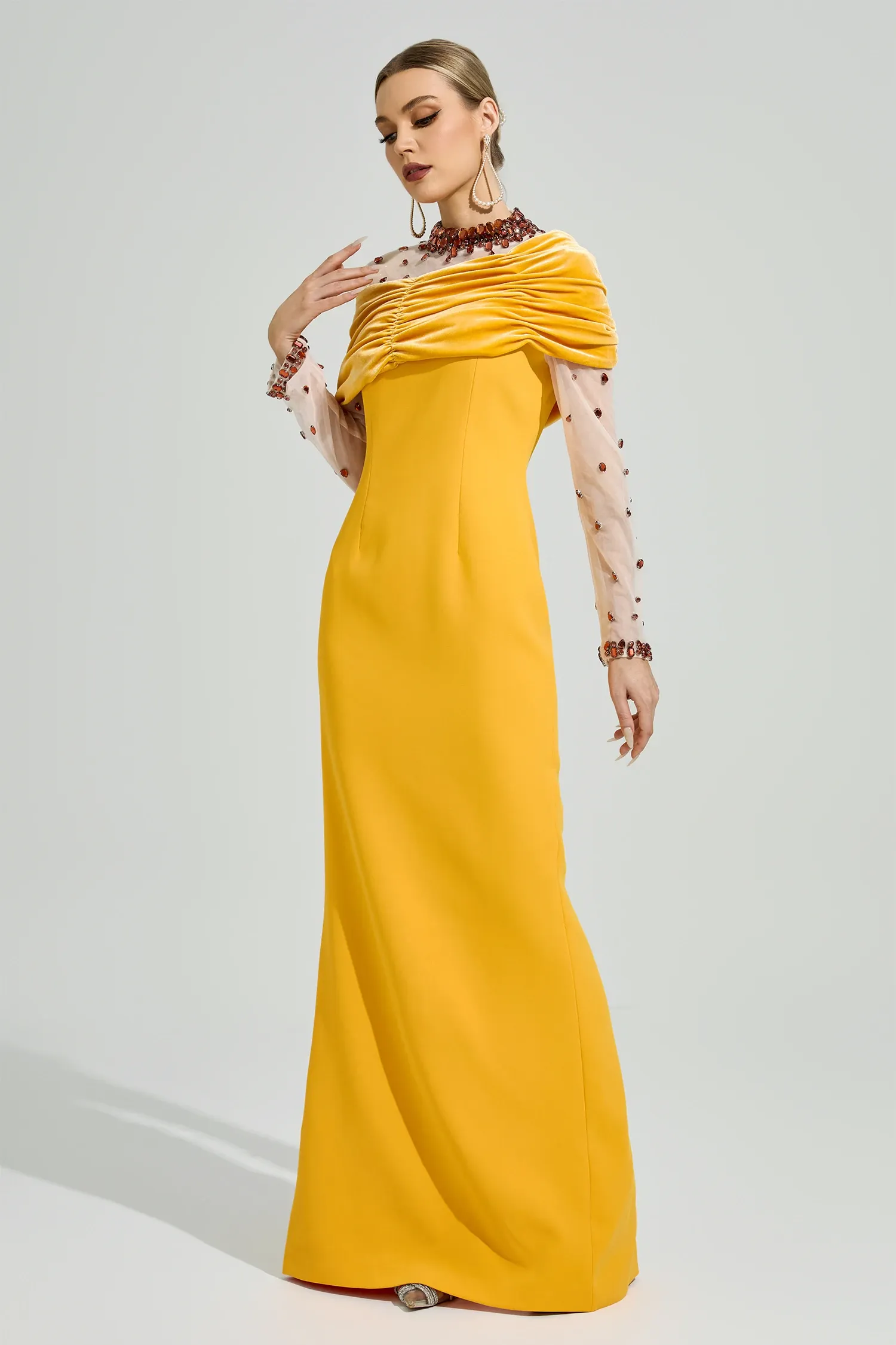 Blysera Yellow Diamond Maxi Dress