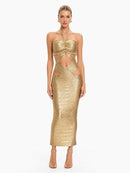 Lunexa Halterneck Cutout Bandage Maxi Dress