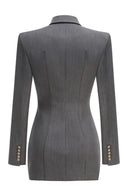 Fleta Grey Asymmetrical Ruched Blazer