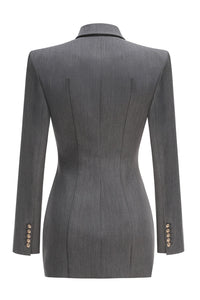 Fleta Grey Asymmetrical Ruched Blazer